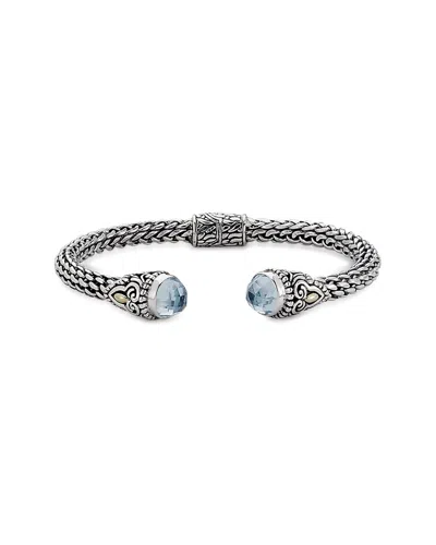 SAMUEL B. SAMUEL B. SILVER & 18K 4.00 CT. TW. BLUE TOPAZ BRACELET