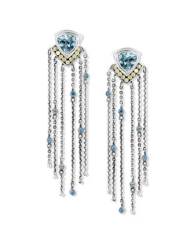 SAMUEL B. SAMUEL B. SILVER & 18K 4.48 CT. TW. BLUE TOPAZ EARRINGS