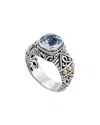 Samuel B. Silver & 18k 4.80 Ct. Tw. Blue Topaz Ring In Metallic