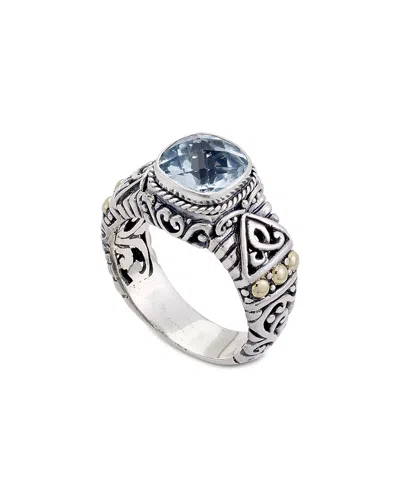 SAMUEL B. SAMUEL B. SILVER & 18K 4.80 CT. TW. BLUE TOPAZ RING
