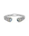 Samuel B. Silver & 18k 5.00 Ct. Tw. Blue Topaz Bracelet In Metallic