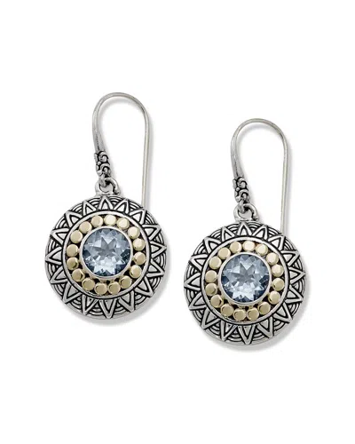 Samuel B. Silver & 18k 5.00 Ct. Tw. Blue Topaz Earrings