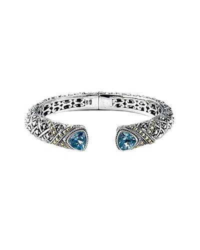 Samuel B. Silver & 18k 6.50 Ct. Tw. Blue Topaz Bracelet