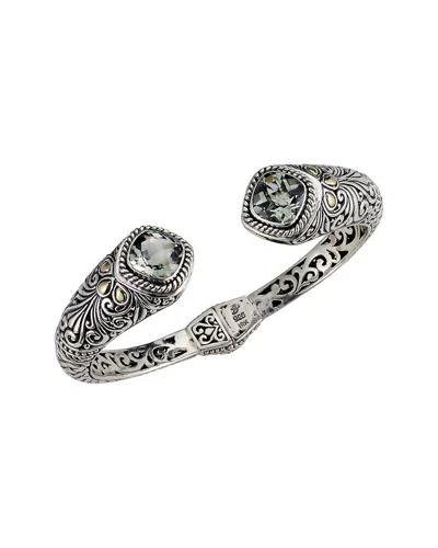 Samuel B. Silver & 18k 9.80 Ct. Tw. Blue Topaz Bracelet