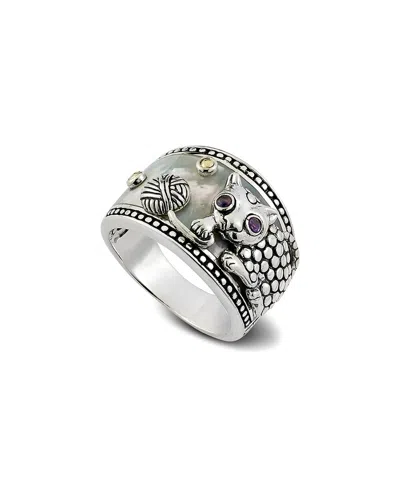 Samuel B. Silver & 18k Amethyst & Pearl Ring
