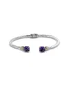 Samuel B. 18k & Silver 2.90 Ct. Tw. Amethyst Floral Bangle Bracelet In Metallic