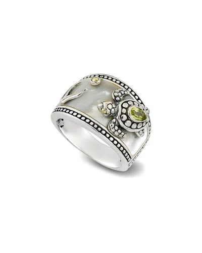 Samuel B. Silver & 18k Peridot & Pearl Ring