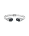 Samuel B. Jewelry Sterling Silver Black Onyx Twisted Cable Bangle Bracelet In Metallic