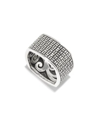 Samuel B. Silver Box Stitch Square Ring In Neutral
