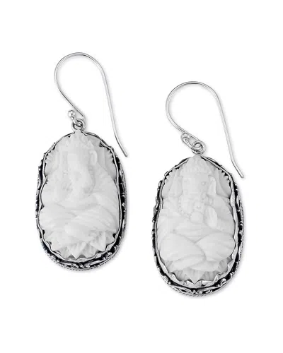 Samuel B. Silver Carved Bone Earrings In Metallic