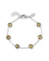Samuel B. Sterling Silver Cushion Cut Semi-precious Stone Station Bracelet