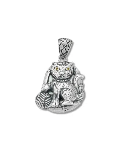 Samuel B. Silver Citrine Pearl Cat & Yarn Pendant