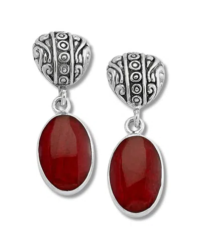 Samuel B. Silver Coral Filigree Earrings