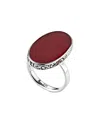 Samuel B. Sterling Silver Balinese Bezel Set Oval Coral Ring
