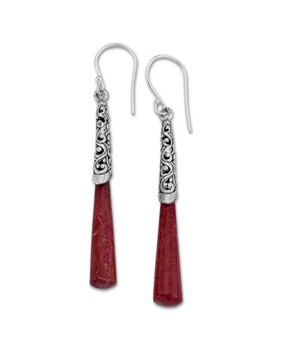 Samuel B. Silver Coral Swirl Earrings In Red