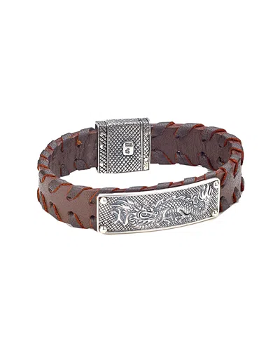 Samuel B. Silver Dragon Leather Bracelet In Brown