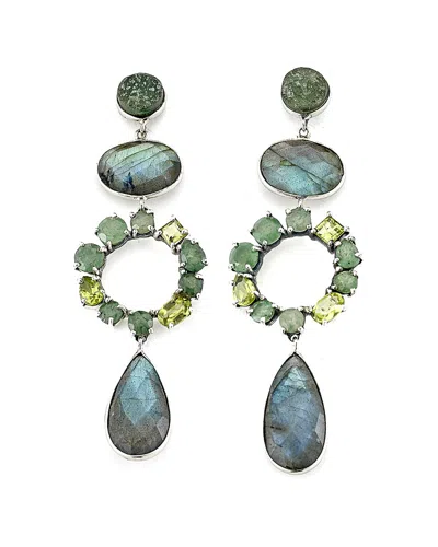 SAMUEL B. SAMUEL B. SILVER GEMSTONE DROP EARRINGS