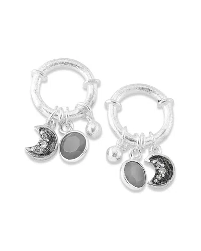 SAMUEL B. SAMUEL B. SILVER GEMSTONE MOON CHARM EARRINGS