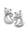 Samuel B. Silver Mother-of-pearl Cat Studs In White