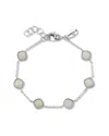 Samuel B. Sterling Silver Cushion Cut Semi-precious Stone Station Bracelet