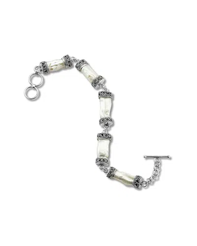 Samuel B. Silver Pearl Elongated Station Bracelet In Gray