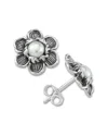 Samuel B. Silver Pearl Flower Studs