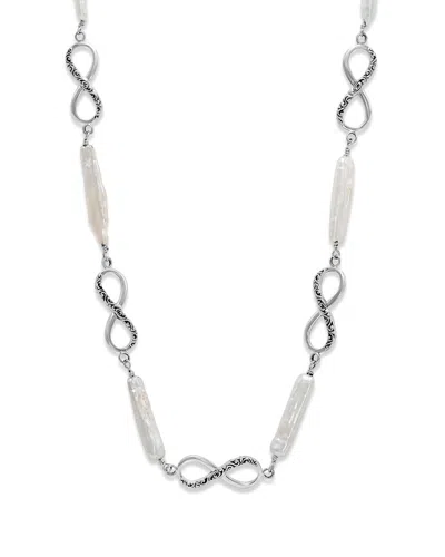 Samuel B. Silver Pearl Infinity Necklace In Metallic