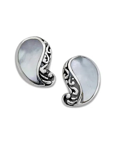 Samuel B. Mother Of Pearl Paisley Stud Earrings In Silver