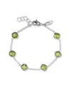 Samuel B. Sterling Silver Cushion Cut Semi-precious Stone Station Bracelet