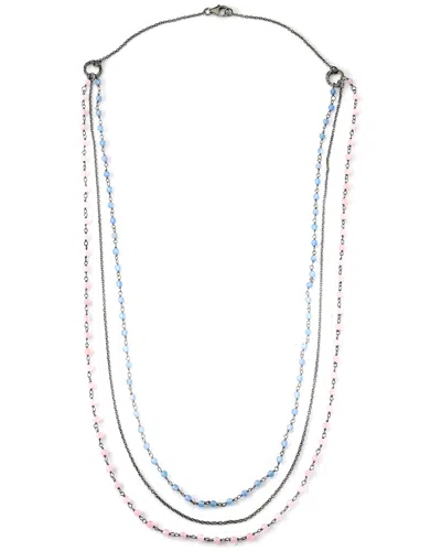 Samuel B. Silver Rose Quartz & Blue Chalcedony Layered Necklace In Green