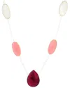 Samuel B. Silver Ruby, Pink Opal & Rainbow Moonstone Necklace