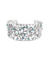 Samuel B. Ss Sleeping Beauty Turquoise Leaf Design Cuff In Silver