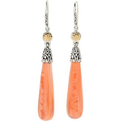 Samuel B. Spiny Oyster Turquoise Drop Earrings In Orange