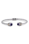 Samuel B. 18k & Silver 1.70 Ct. Tw. Amethyst Square Bangle Bracelet In Purple