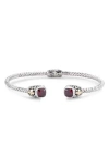 Samuel B. 18k & Silver 1.70 Ct. Tw. Garnet Square Bangle Bracelet In Red