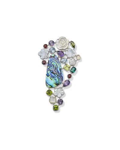 Samuel B. Ss Abalone Center Multi Gemstone Brooch/pendant In Metallic