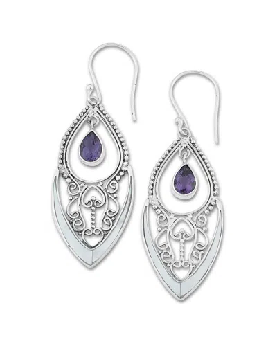 Samuel B. Ss Amethyst And Mother Of Pearl Dangle Earrings In Metallic