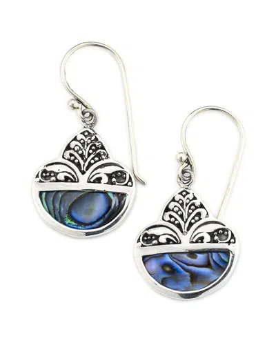 Samuel B. Ss Balinese Design Abalone Drop Earrings In Blue