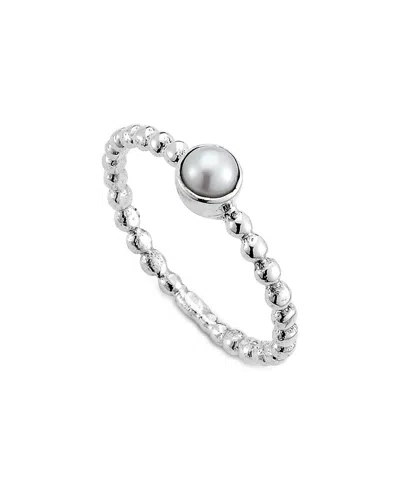 Samuel B. Ss Bead Design Mother Of Pearl Ring In Metallic