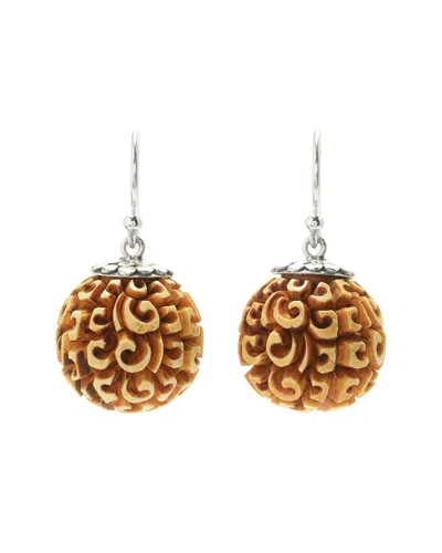 Samuel B. Ss Carved Brown Bone Earrings