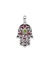 Samuel B. Ss Coral Hamsa Pendant With Peridot Accent In Metallic