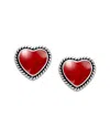 Samuel B. Sterling Silver Shell Heart Stud Earrings
