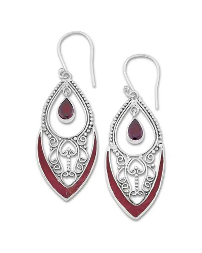 Samuel B. Ss Garnet And Coral Dangle Earrings In Metallic