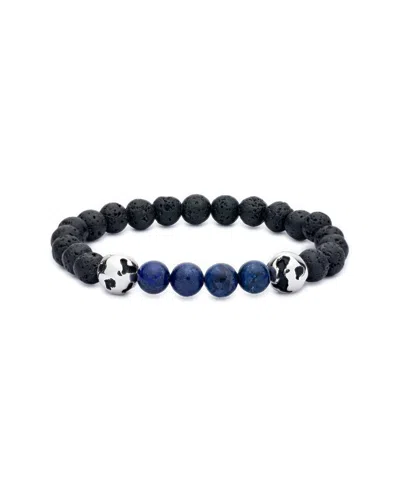 Samuel B. Ss Lava And Lapis Stretch Bracelet With Silver Bea In Black