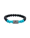 Samuel B. Ss Matte Onyx And Chrysocolla Stretch Bracelet Wit In Black