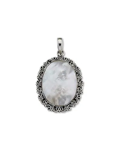 Samuel B. Ss Oval Mother Of Pearl Pendant With Bali Design B In Metallic