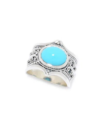 Samuel B. Ss Oval Sleeping Beauty Turquoise Ring In Metallic