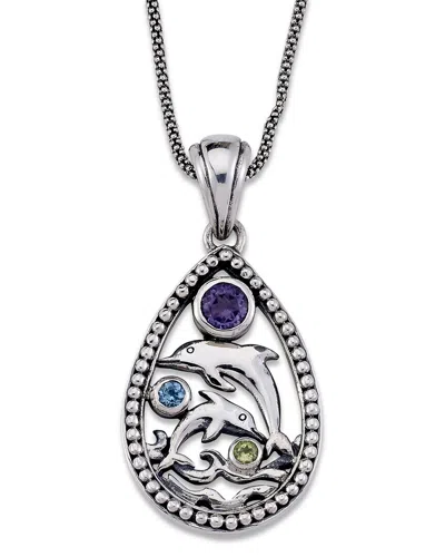 Samuel B. Silver 0.78 Ct. Tw. Gemstone Pendant In Metallic