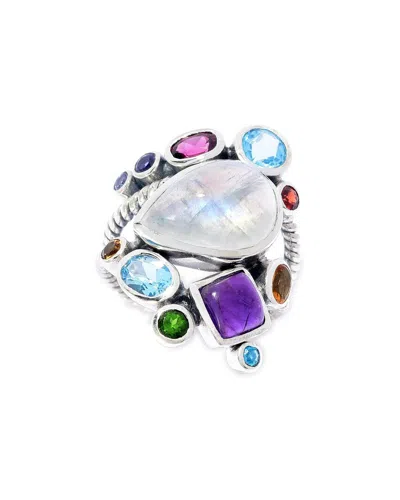 Samuel B. Ss Rainbow Moonstone Center Multi Gemstone Ring
