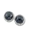 Samuel B. Ss Round Black Obsidian With Filigree Design Stud In Blue